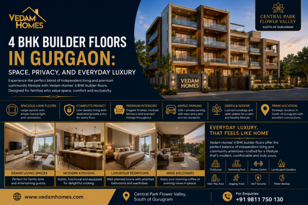 4 BHK Builder Floors in Gurgaon: Space, Privacy, and Everyday Luxury