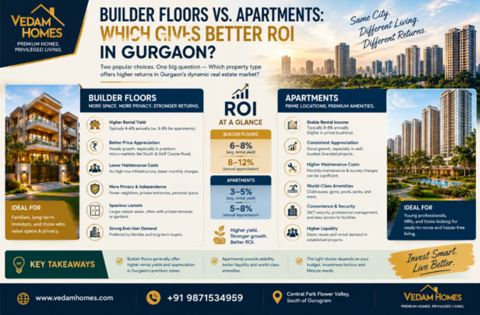 Builder Floors vs. Apartments: Which Gives Better ROI in Gurgaon?